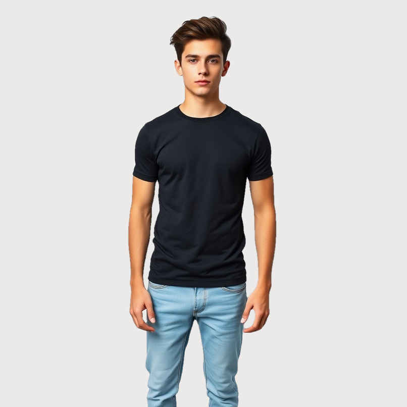 Springman Men Pure Cotton Solid Round Neck T-shirt | Black - XL