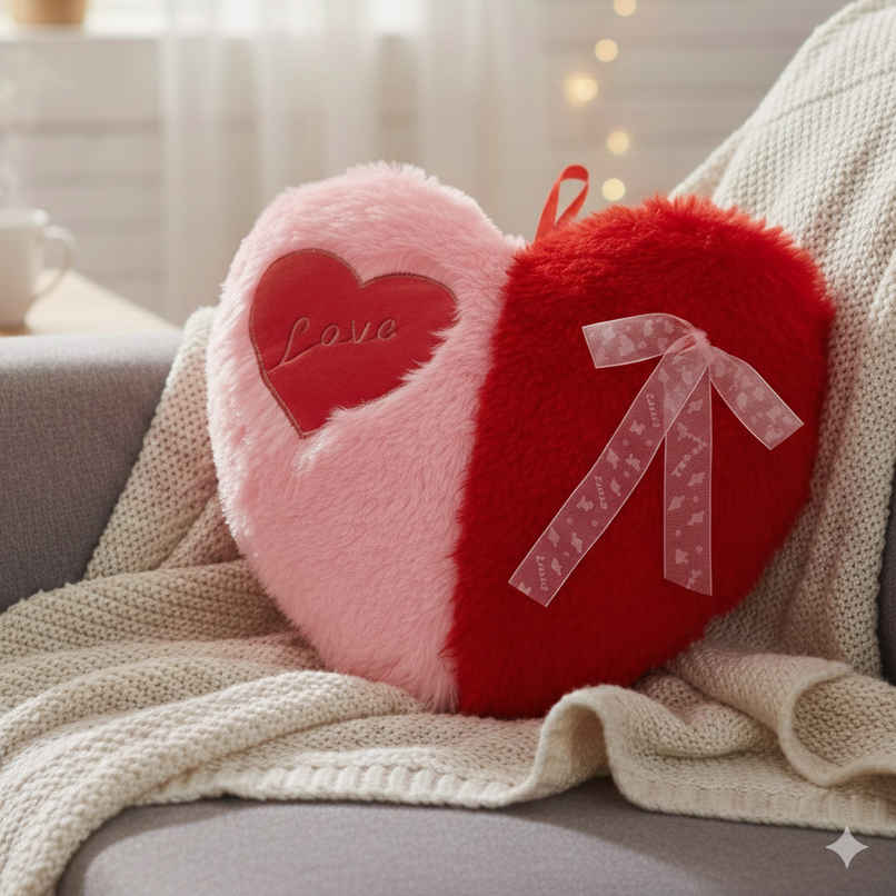 Dearjoy Pink and Red Heart Pillow 35 cm
