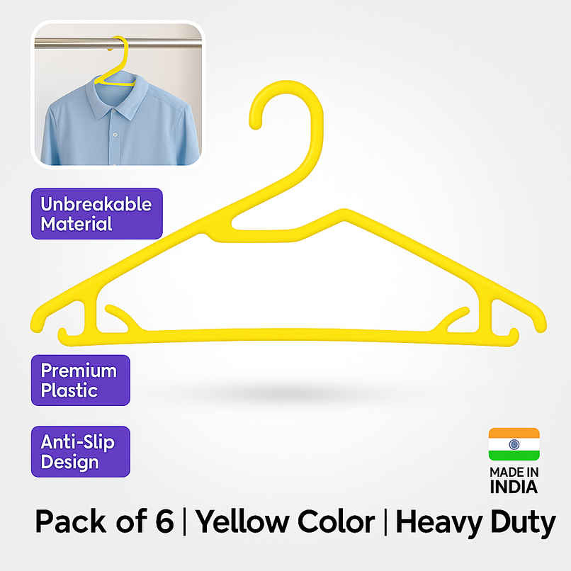 Sinco Super Plastic Cloth Hanger - Pack of 6 pcs - Yellow