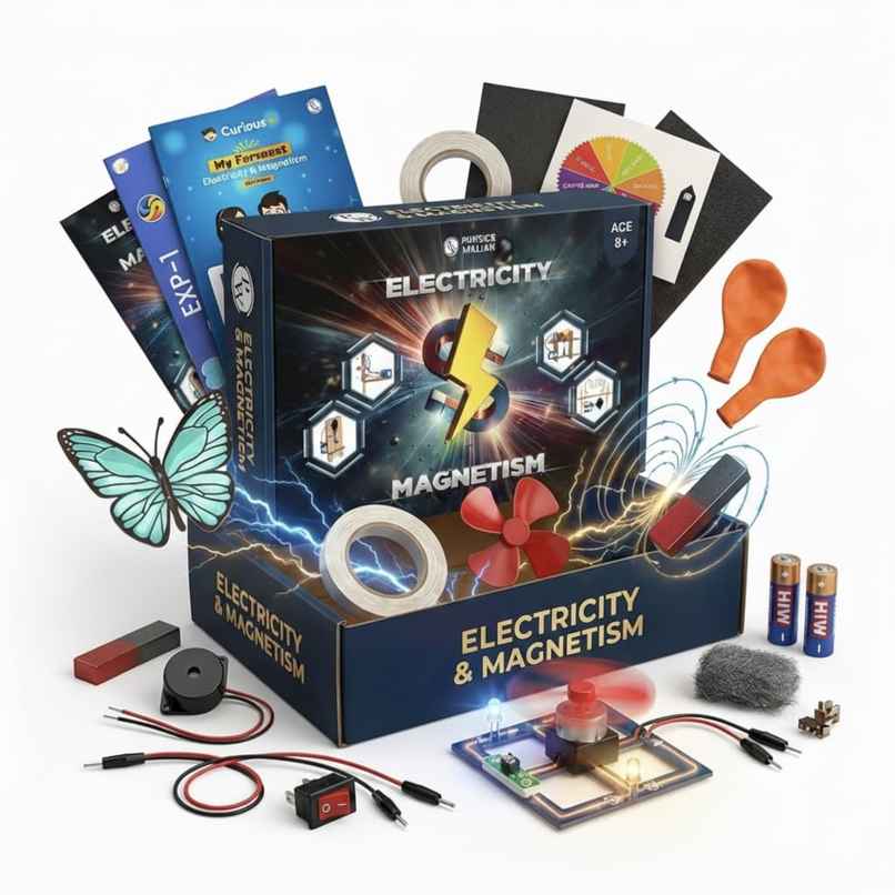 Physics Wallah Curious Jr. Electricity & Magnetism Science Projects Kit | Multicolor