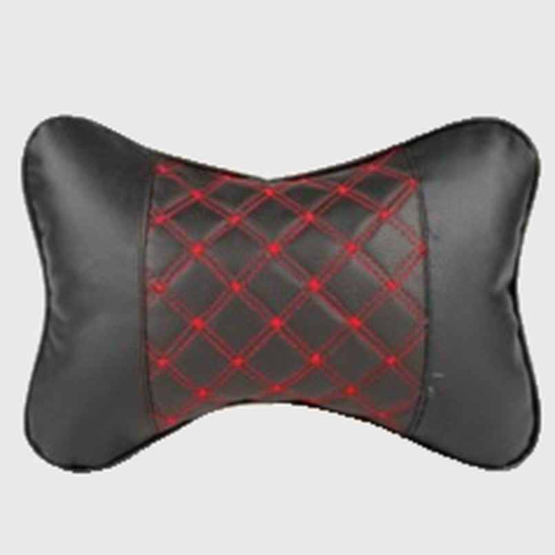 BAY6 Unisex Solid Memory Foam Neck Pillow | Black and Red - Free Size