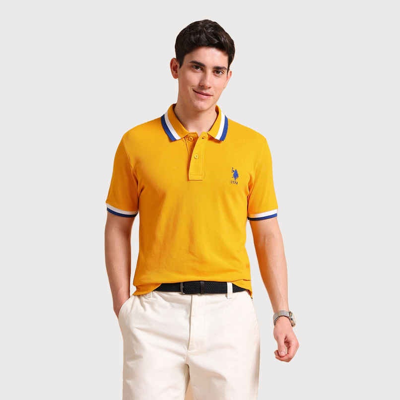 U.S. Polo Assn. Men's Heritage Tipped Polo Shirt | Mustard - L
