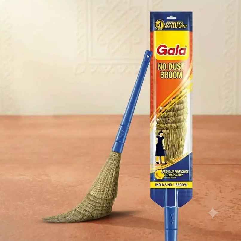 Gala No Dust Floor Cleaning Broom | Plastic | Blue and Brown | 90 cm
