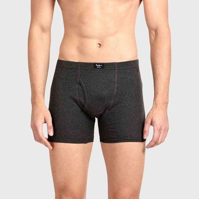 Pepe Jeans Mens Charcoal Melange 100% Cotton Solid Trunk - Pack of 2 (M) Comfort Fit, Soft Fabric