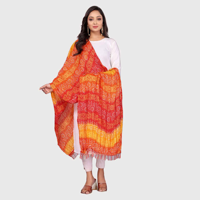 Fabflick Chinon Crush Printed Multicolor Tassel Embellished Women's Dupatta | CHNCR-003 Fabflick Chinon Crush Printed Multicolor Tassel Embellished Women's Dupatta | CHNCR-003