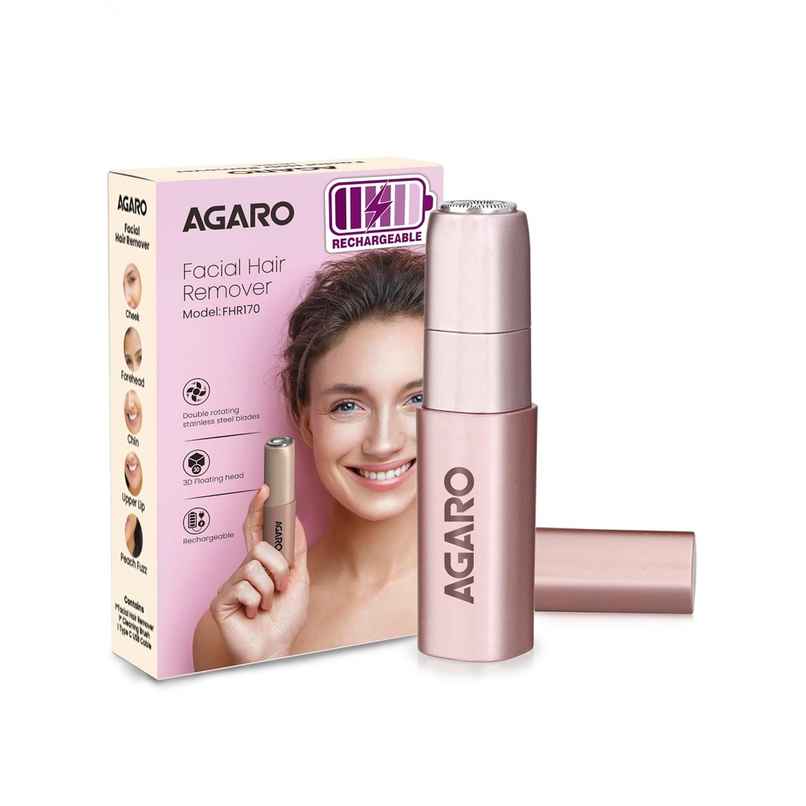 Agaro Facial Hair Remover, Cordless & Painless Hair Remover With Hypoallergenic Blade, Rechargeable