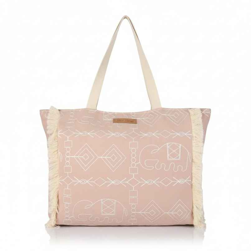 Ensac Sunshine Canvas Tote Bag for Women | Elephant Print Shoulder Bag | Daily Use | Pink Ensac Sunshine Canvas Tote Bag for Women | Elephant Print Shoulder Bag | Daily Use | Pink