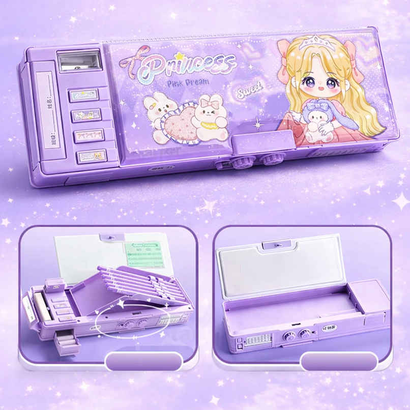 Fablue Princess Pencil Box with Magnetic & Password Lock | Purple