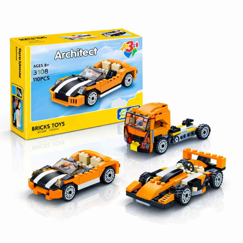 Fablue 3 in1 Sunset Speeder Architect Building Blocks Toy Set for Kids