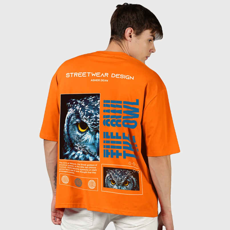 De Tees Men's Oversize T-shirt | M-OST-ORANGE-OWL-STREET | Orange - M De Tees Men's Oversize T-shirt | M-OST-ORANGE-OWL-STREET | Orange - M