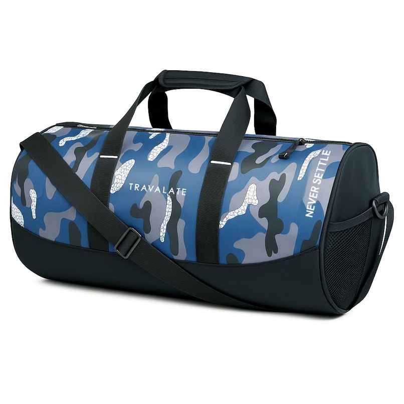 TRAVALATE Gym Bag with Separate Shoe Compartment | Military Blue - 30 L