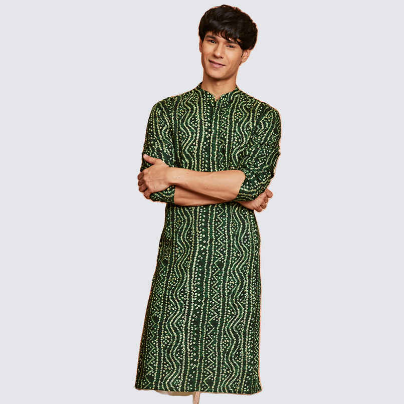 Vastramay Men's Rayon Kurta | Green - XL
