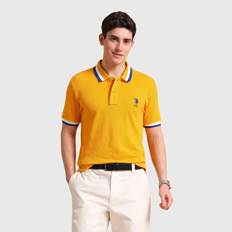 U.S. Polo Assn. Men's Heritage Tipped Polo Shirt | Mustard - S