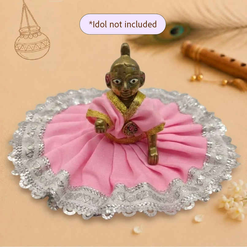 Gullak Laddu Gopal Gherdar Poshak | Solid Color | Pink | Size 1