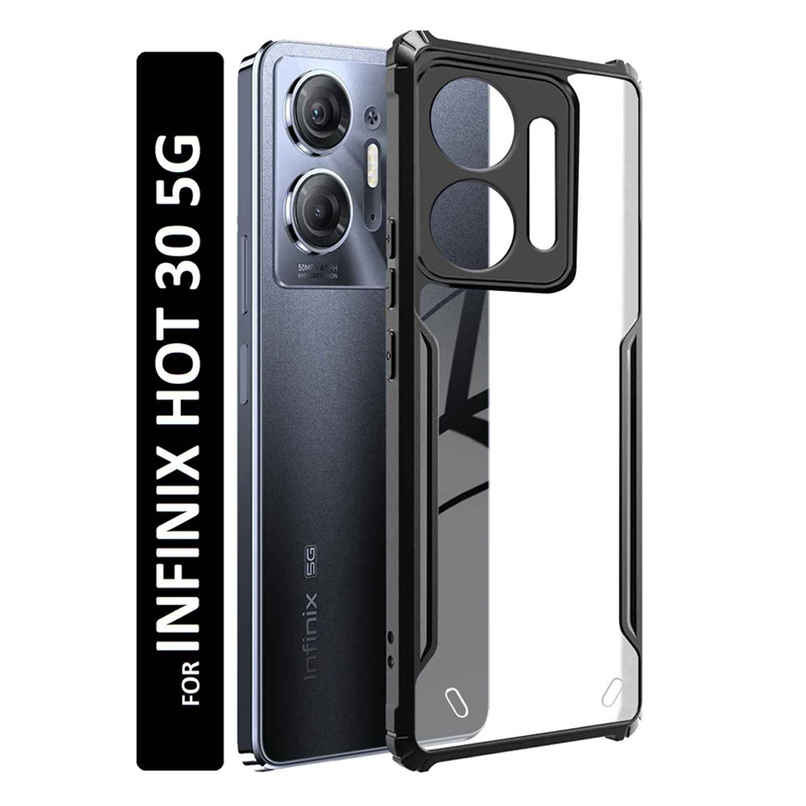 Kwine Case Infinix Hot 30 5G Back Cover - Black Bordered Transparent Case