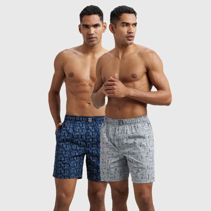 Jockey US57 Men's Super Combed Cotton Woven Printed Underwear Boxer|Side Pocket|PO2 | Multi Colour-XL