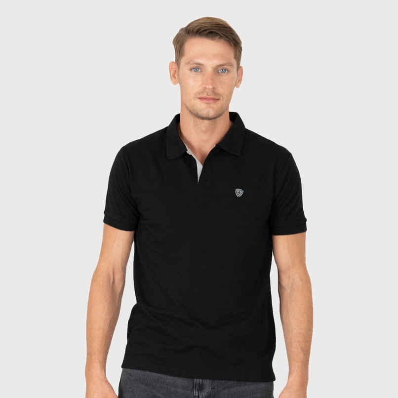 Lux Cozi Men's Solid Cotton Polo T-shirt | Black - XL