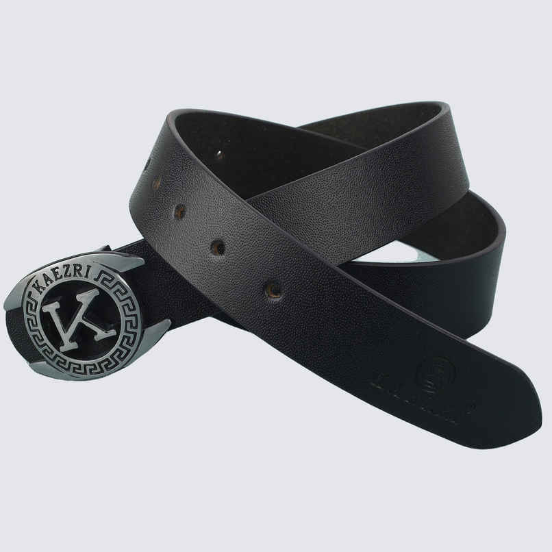 Kaezri Genuine Leather Black Belt for Men With Imported Buckle | Kzblddcb 34