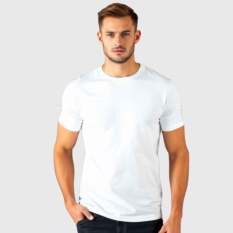 Springman Men Pure Cotton Solid Round Neck T-shirt | White - L Springman Men Pure Cotton Solid Round Neck T-shirt | White - L