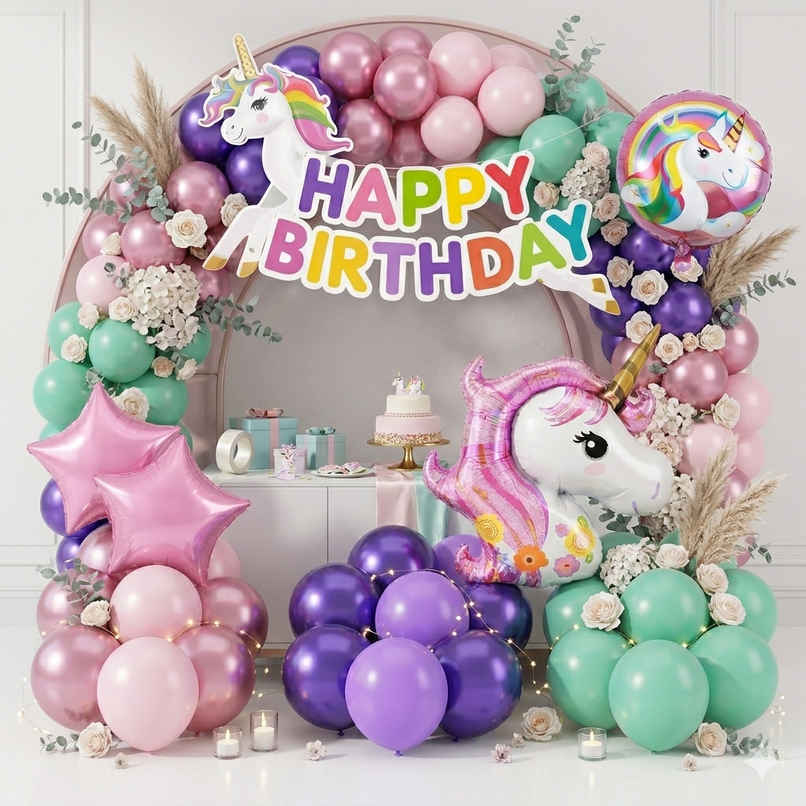 Unicorn Birthday Decoration Kit for Girls Theme Birthday Party | BeyondLuv Unicorn Birthday Decoration Kit for Girls Theme Birthday Party | BeyondLuv