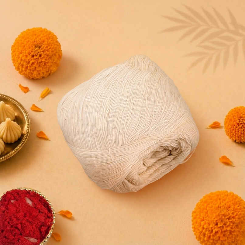 White Pure Cotton Thread (Vellai Charadu / Mauli) | Pooja & Kalash Thread | Traditional & Auspicious | Mangal Bhawan White Pure Cotton Thread (Vellai Charadu / Mauli) | Pooja & Kalash Thread | Traditional & Auspicious | Mangal Bhawan