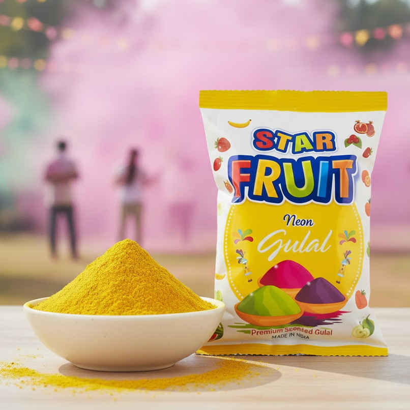Premium Herbal Gulal for Holi | Yellow | 80 g | Star