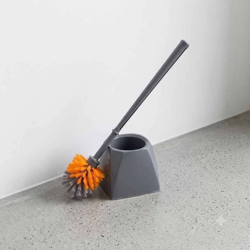 Chakaachak Glide | Toilet Brush with Container | Grey, Orange