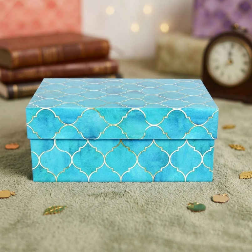 Itsy Bitsy Gift Box Moroccan Trellis Aqua Shimmer L15.5 x W10.5 x D 6.5cm Itsy Bitsy Gift Box Moroccan Trellis Aqua Shimmer L15.5 x W10.5 x D 6.5cm