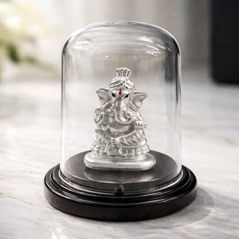 Silver Ganesha Idol for Pooja | 2 g | PNG Jewellers