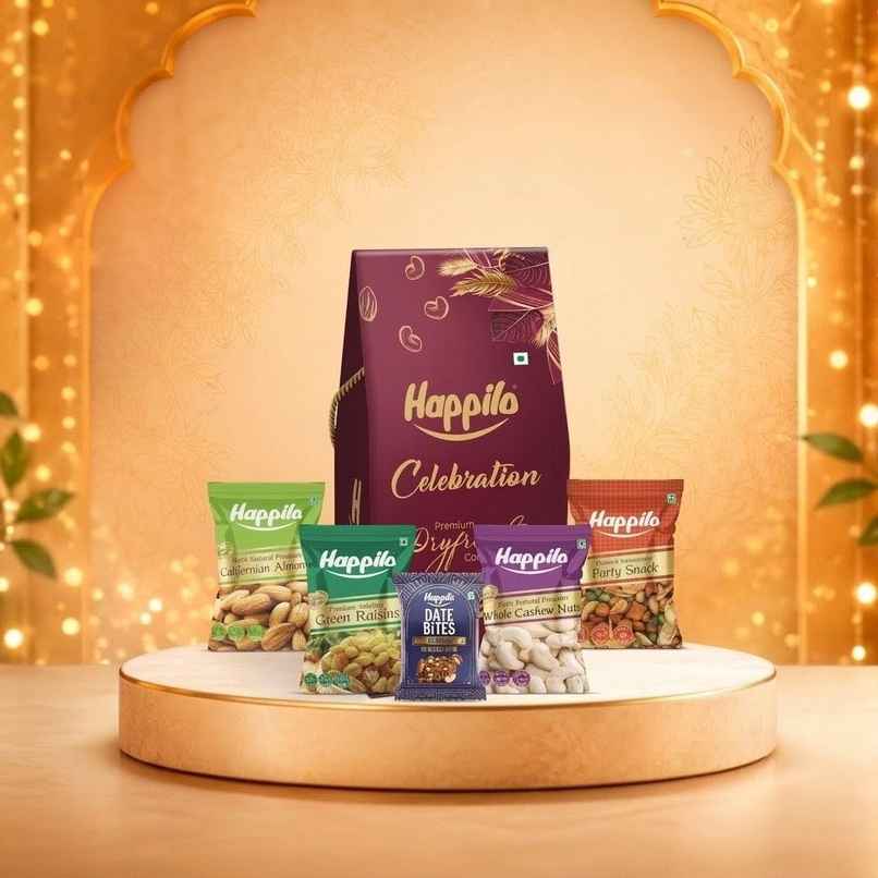 Happilo Dry Fruit Gift Pack | Mangalam Hamper Box | Almonds, Cashews, Raisins & Date Bites