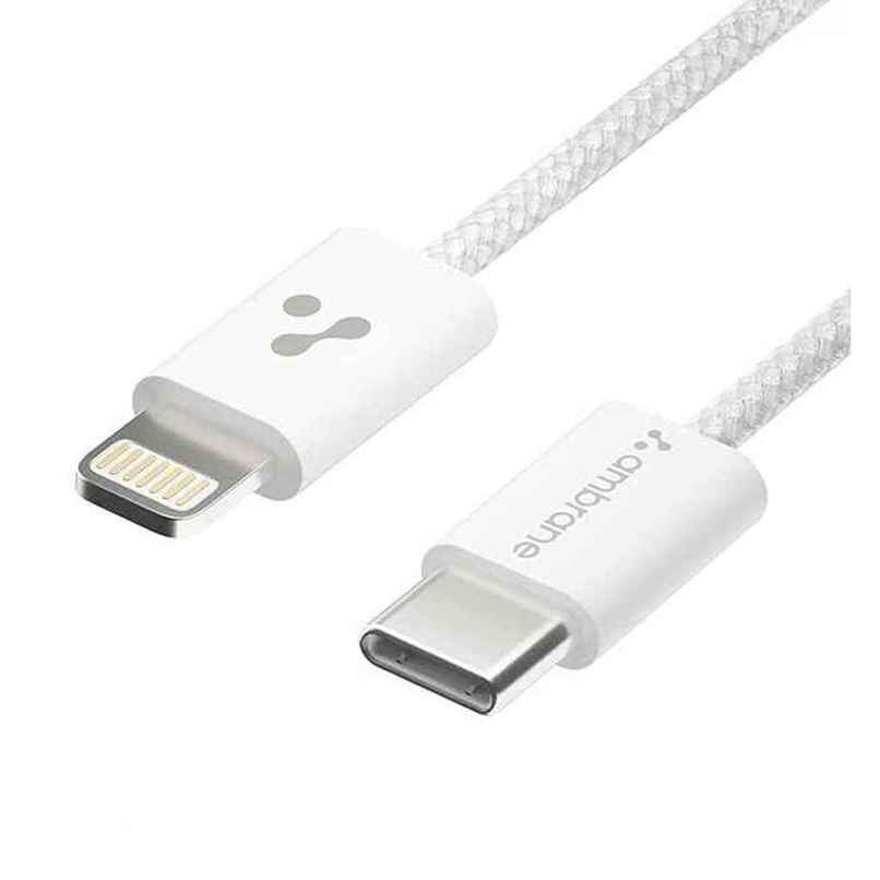 Ambrane Type-C To Lightning Cable, 22.5W Fast Charging Cable (Abtl-Q12, White)