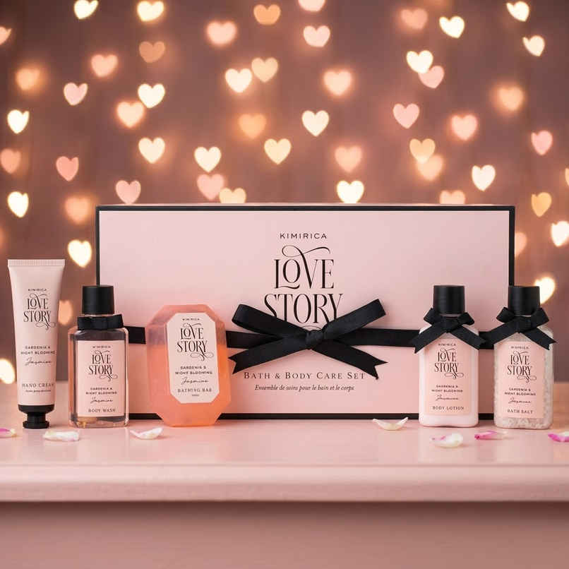 Kimirica Love Story Experience Set | Luxury Bath & Body Selfcare Gift Set for Women