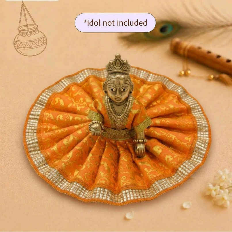 Gullak Laddu Gopal Foil Print Poshak | Orange | Size 1