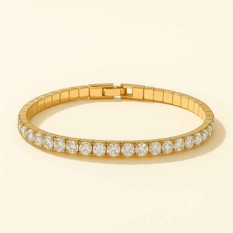 ZAISHA Women's 18K Gold Plated Pino Zirconia Tennis Bracelet | Birthday | Anniversary | Rakhi Gift ZAISHA Women's 18K Gold Plated Pino Zirconia Tennis Bracelet | Birthday | Anniversary | Rakhi Gift
