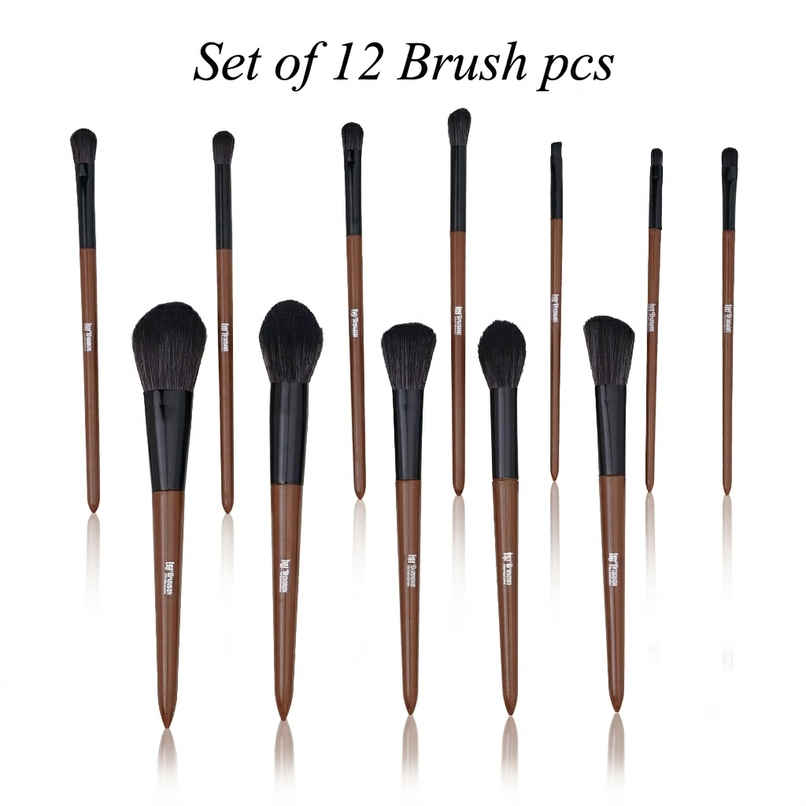Bronson Professional 12 Pcs Premium Makeup Brush Set For Face & Eye Travel Friendly Brown Handle Bronson Professional 12 Pcs Premium Makeup Brush Set For Face & Eye Travel Friendly Brown Handle