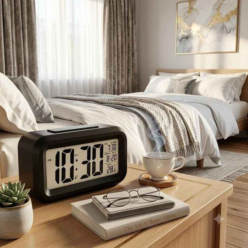 Perpetual Automatic Sensor, Time, Date & Temperature Clock | Black | 9 x 5 cm Perpetual Automatic Sensor, Time, Date & Temperature Clock | Black | 9 x 5 cm