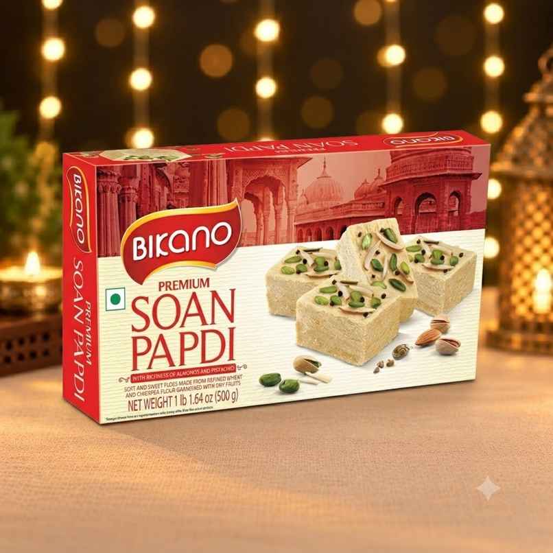 Bikano Premium Soan Papdi | Traditional Indian Sweet | Crispy & Flaky Mithai with Rich Taste