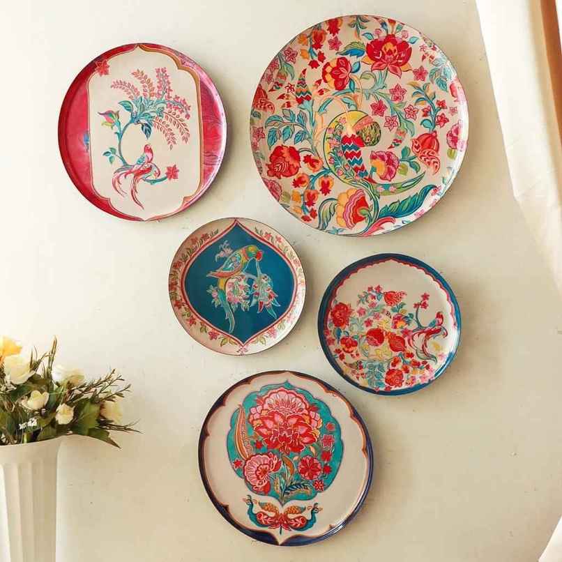 Ritualistic Birds of Paradise Wall Plates - Set of 5 Ritualistic Birds of Paradise Wall Plates - Set of 5