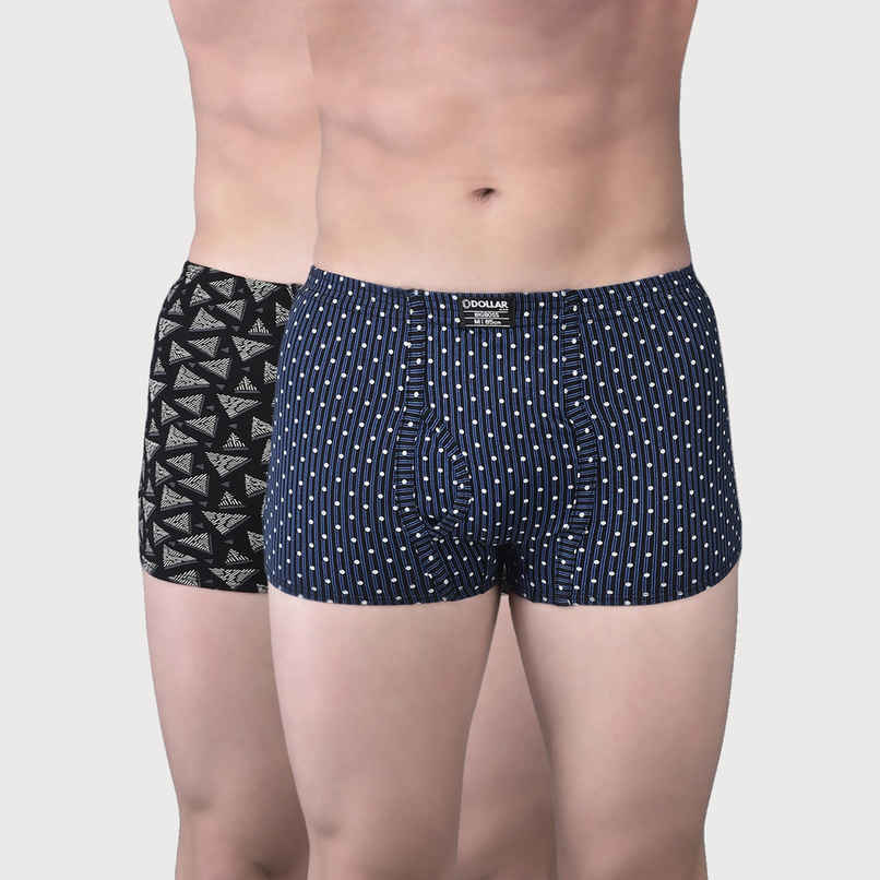 Dollar Bigboss Men's Soft Combed Cotton Printed Trunk | Pack Of 2 | Assorted - L Dollar Bigboss Men's Soft Combed Cotton Printed Trunk | Pack Of 2 | Assorted - L