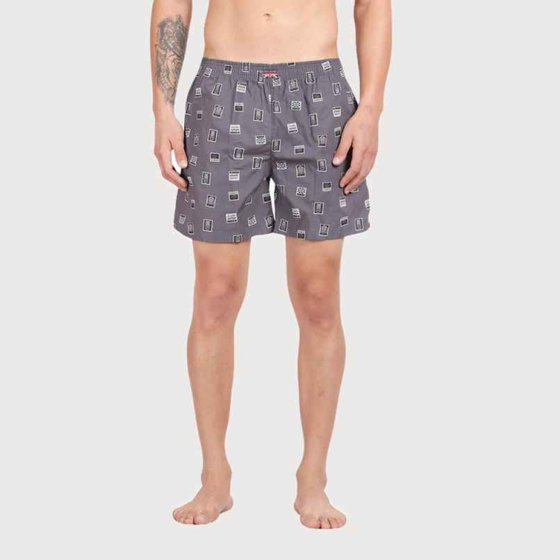 Pepe Jeans Mens Dark Grey AOP 100% Cotton Printed Boxer  - Pack of 1 (XXL) Comfort Fit, Soft Fabric