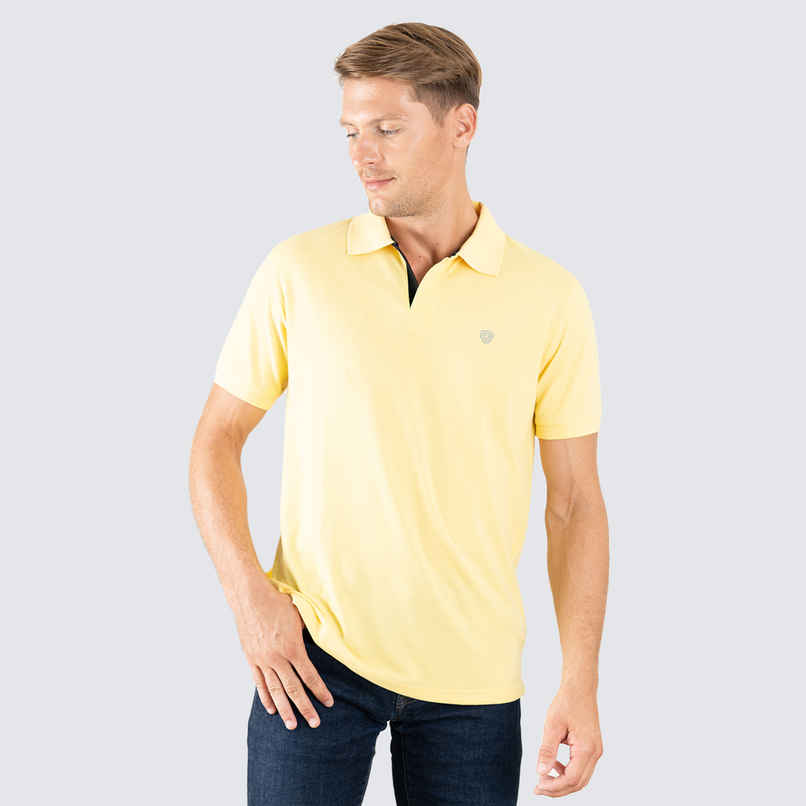 Lux Cozi Men's Cotton Polo T-Shirt, Yellow, S Lux Cozi Men's Cotton Polo T-Shirt, Yellow, S