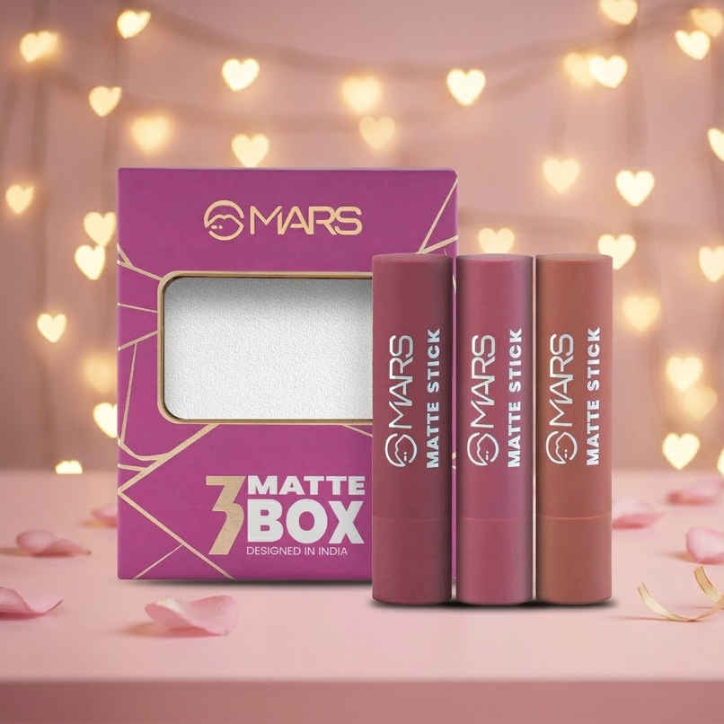 MARS Cosmetics Gift Box Set of 3 Matte Lipsticks | 02-Peaches & Nudes