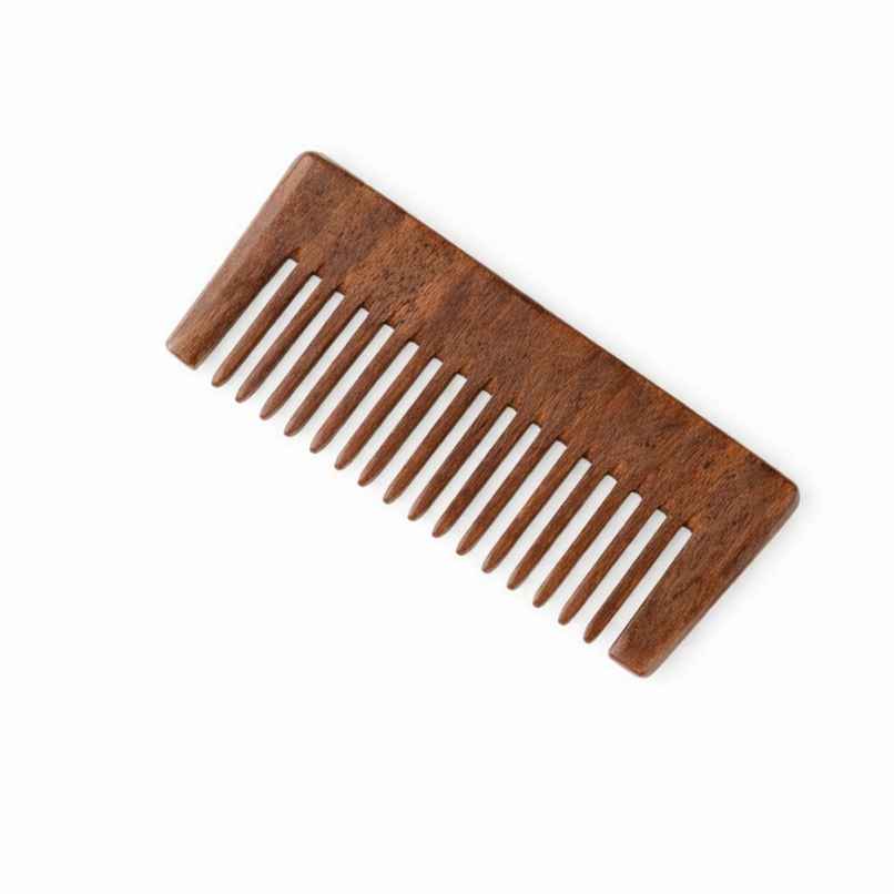 Bronson Professional Kacchi Neem Handmade Wooden Comb - Wide Tooth for Post Shampoo Detangling
