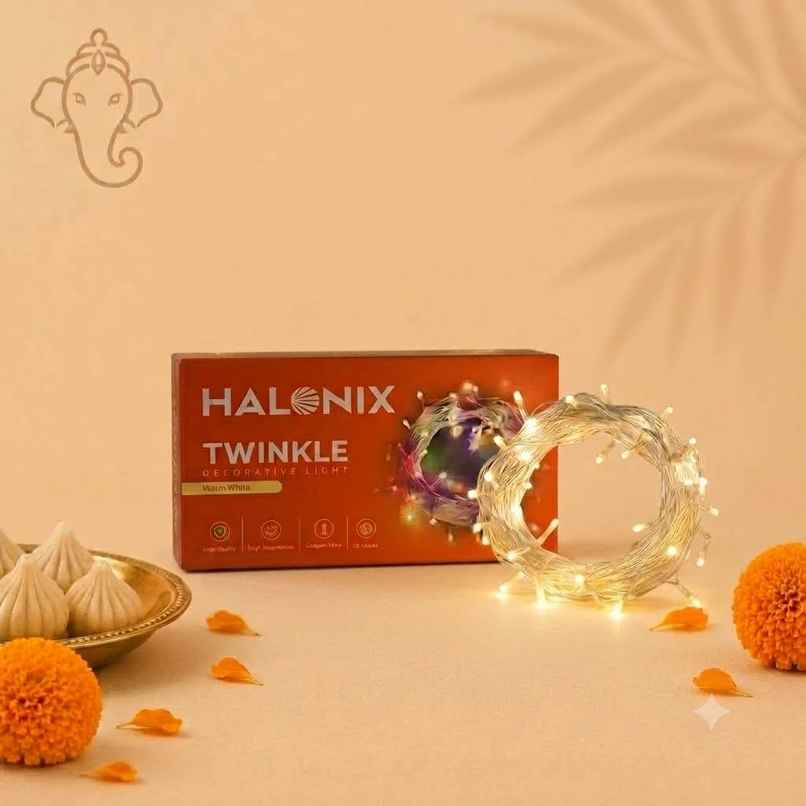 Halonix 46 LED Twinkle String Light | Warm White | 10 m