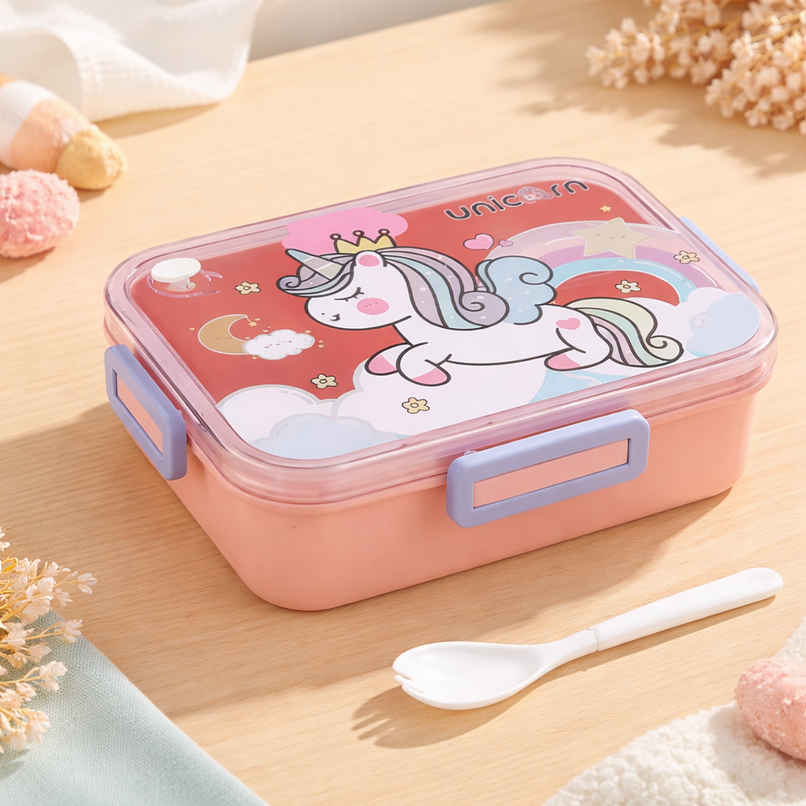 DesignLand Unicorn Kids Lunch Box with Sauce Cup and Spoon Leakproof Meal Box