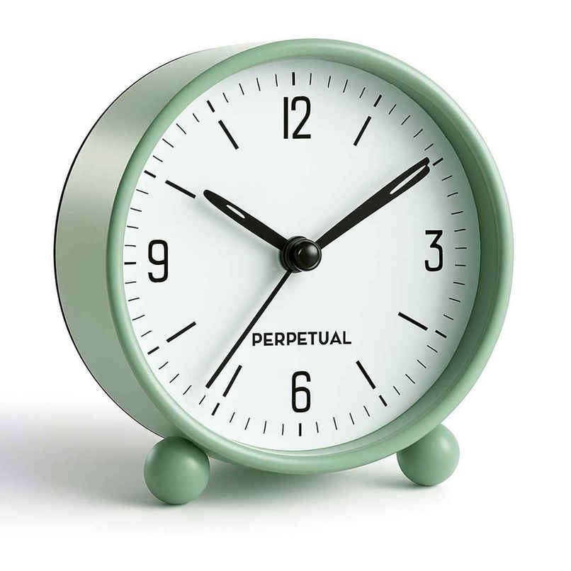 Perpetual Plastic Analog Alarm Clock | Super Silent Non Ticking Small Clock | Light Green - 4 in