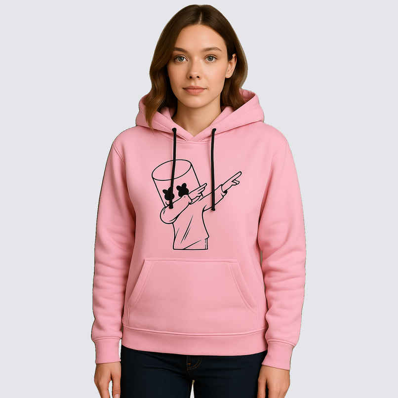 Try This Women's Full Sleeve Graphic Print Hooded Sweatshirt | Pink - L