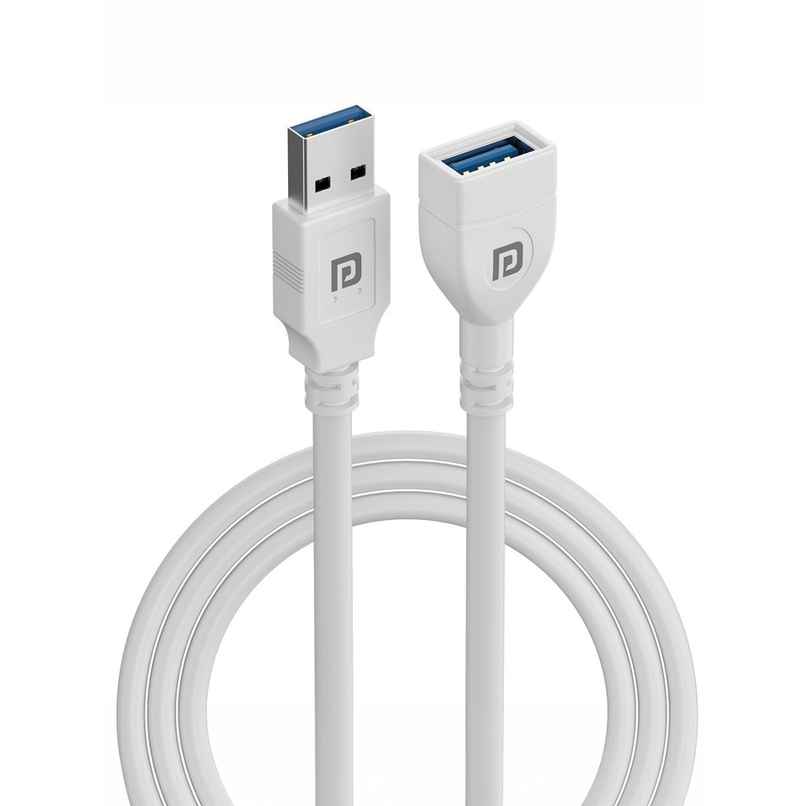 Portronics Uniconnect 3M USB Extension Cable | Durable PVC | Fast Data & Charging | White