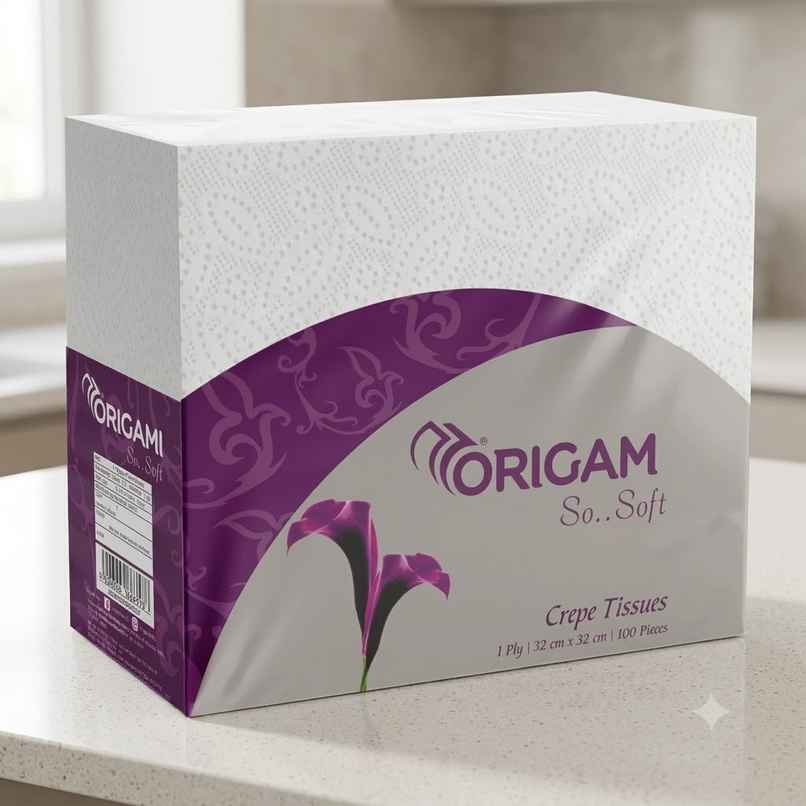 Origami Soft Crepe Tissues | 2 Ply | 100 Sheet coun Origami Soft Crepe Tissues | 2 Ply | 100 Sheet coun