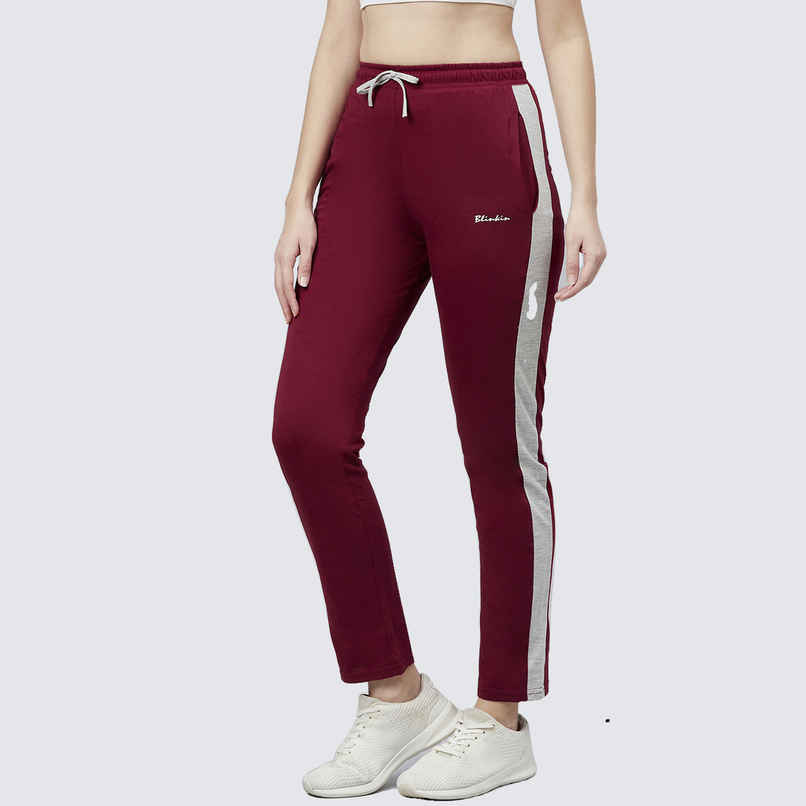 Blinkin Women's Cotton Color Block Pyjamas & Track Pants with Side Pockets | Maroon - L Blinkin Women's Cotton Color Block Pyjamas & Track Pants with Side Pockets | Maroon - L